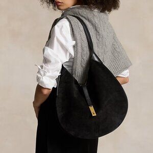 Polo ralph lauren ID Suede Large Shoulder Bag Black